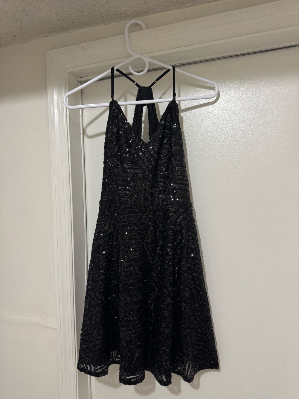Lulus Black Sequin Halter Party Dress